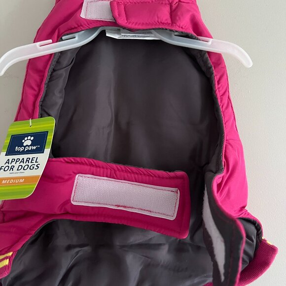 NWT | Top Paw Pink with Yellow trim Puffer Dog Jacket | Size Medium - Picture 2 of 7